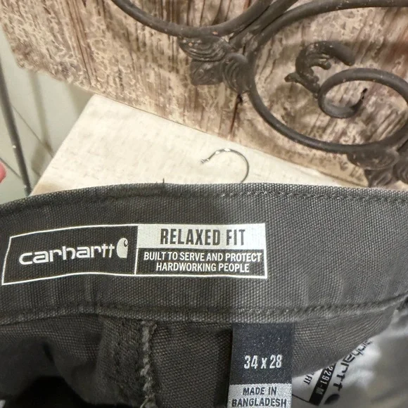 Carhartt Rugged Flex Work Pants Relaxed Fit Mens 34 x28 gray Canvas - Picture 2 of 5